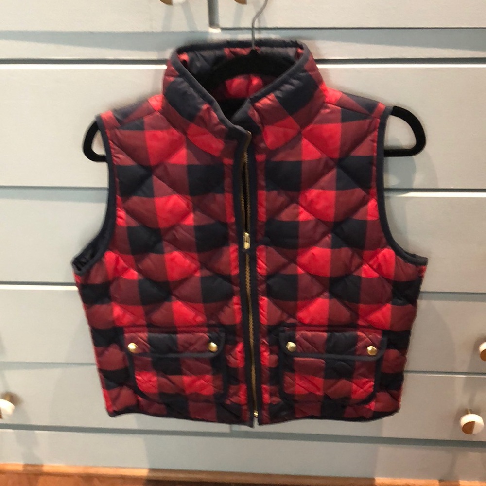 Like new j crew buffalo plaid quilted vest